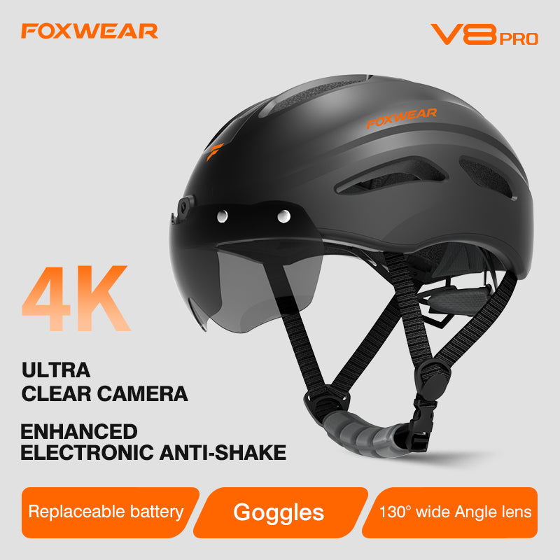 Foxwear V8 Pro 4K HD Camera smart cycling helmet  Anti-shaking Camera helmet Smart Helmet  with WIFI APP