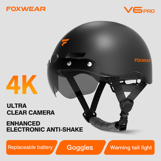 FOXWEAR V6pro-4K Anti-Shaking Camera helmet Smart Helmet Bluetooth Helmet for cyclists